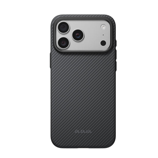 Apple iPhone 18 Pro Kılıf M-safe Şarj Özellikli Aramid Karbon Fiber Pitaka Military-Grade Classic Serisi New Logo Black-Grey Twill Kapak