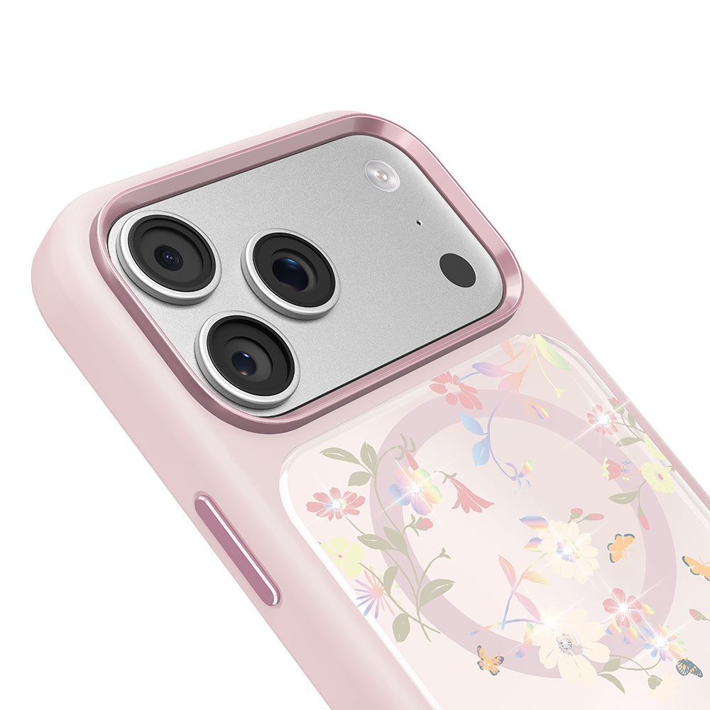 Apple iPhone 18 Pro Kılıf M-safe Şarj Özellikli Çiçek Tasarımlı Mutural Flower Serisi Kapak