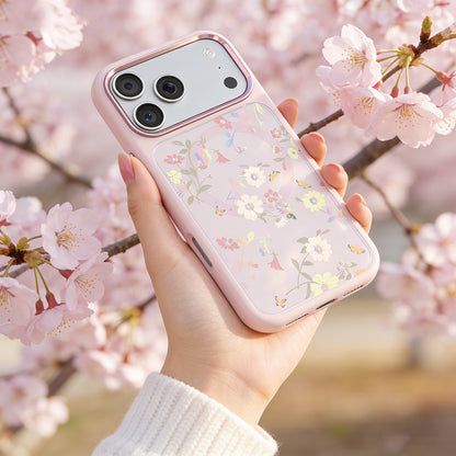 Apple iPhone 18 Pro Kılıf M-safe Şarj Özellikli Çiçek Tasarımlı Mutural Flower Serisi Kapak