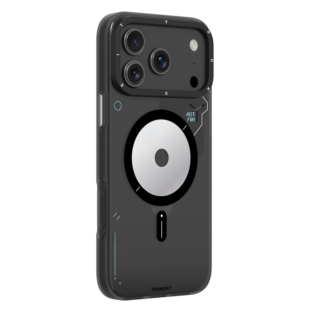 Apple iPhone 18 Pro Kılıf M-safe Şarj Özellikli Disk Desenli Youngkit Disc Battle Kapak
