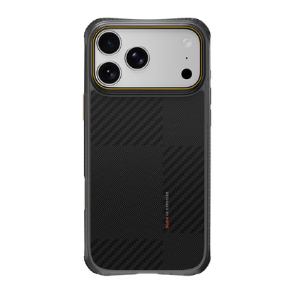 Apple iPhone 18 Pro Kılıf M-safe Şarj Özellikli Metal Kamera Çerçeveli Raptic Aramid Dual Karbon Fiber Mondrian Serisi Kapak