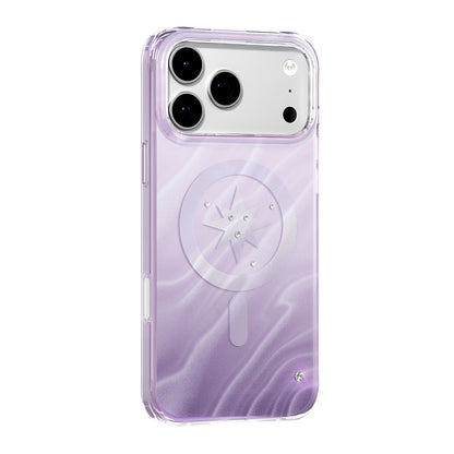 Apple iPhone 18 Pro Kılıf M-Safe Şarj Özellikli Orjinal Swarovski Taşlı Zore Paris Rovix Sert PC Kapak