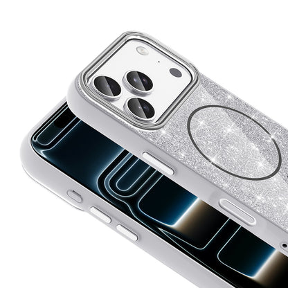 Apple iPhone 18 Pro Kılıf M-safe Şarj Özellikli Parlayan Simli Zore Okso Kapak