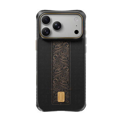 Apple iPhone 18 Pro Kılıf M-safe Şarj Özellikli Raptic Aramid Dual Rise Serisi 24 Ayar Altın Kaplamalı Karbon Kapak