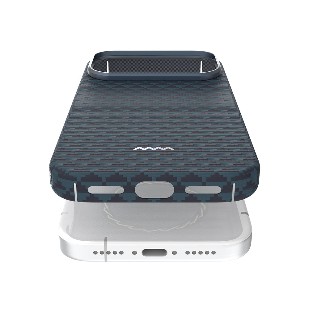Apple iPhone 18 Pro Kılıf M-safe Şarj Özellikli Raptic Aramid Skin Origin Serisi Karbon Kapak
