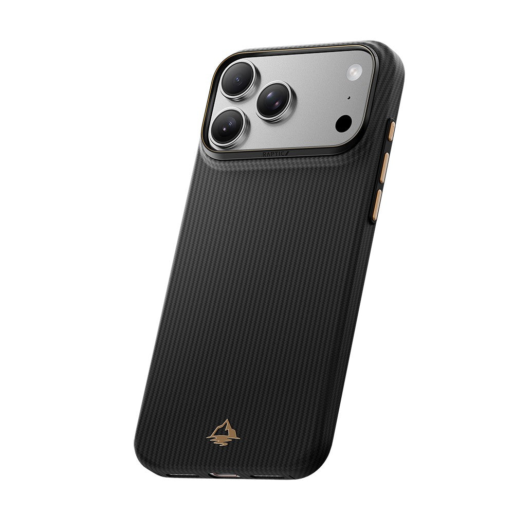 Apple iPhone 18 Pro Kılıf M-safe Şarj Özellikli Raptic Aramid Skin Reynis Serisi Karbon Kapak
