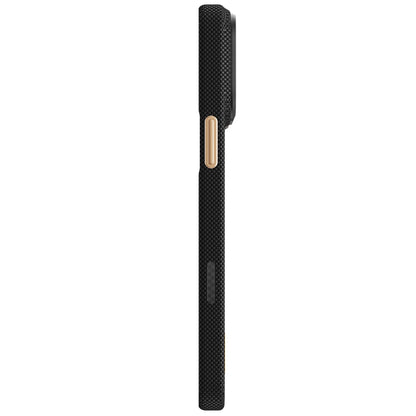 Apple iPhone 18 Pro Kılıf M-safe Şarj Özellikli Raptic Aramid Skin Rise Serisi 24 Ayar Altın Kaplamalı Karbon Kapak