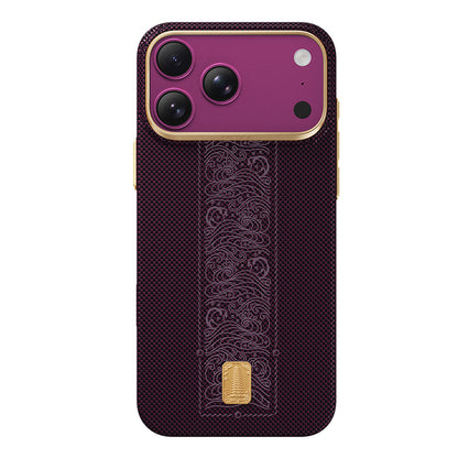 Apple iPhone 18 Pro Kılıf M-safe Şarj Özellikli Raptic Aramid Skin Rise Serisi 24 Ayar Altın Kaplamalı Karbon Kapak