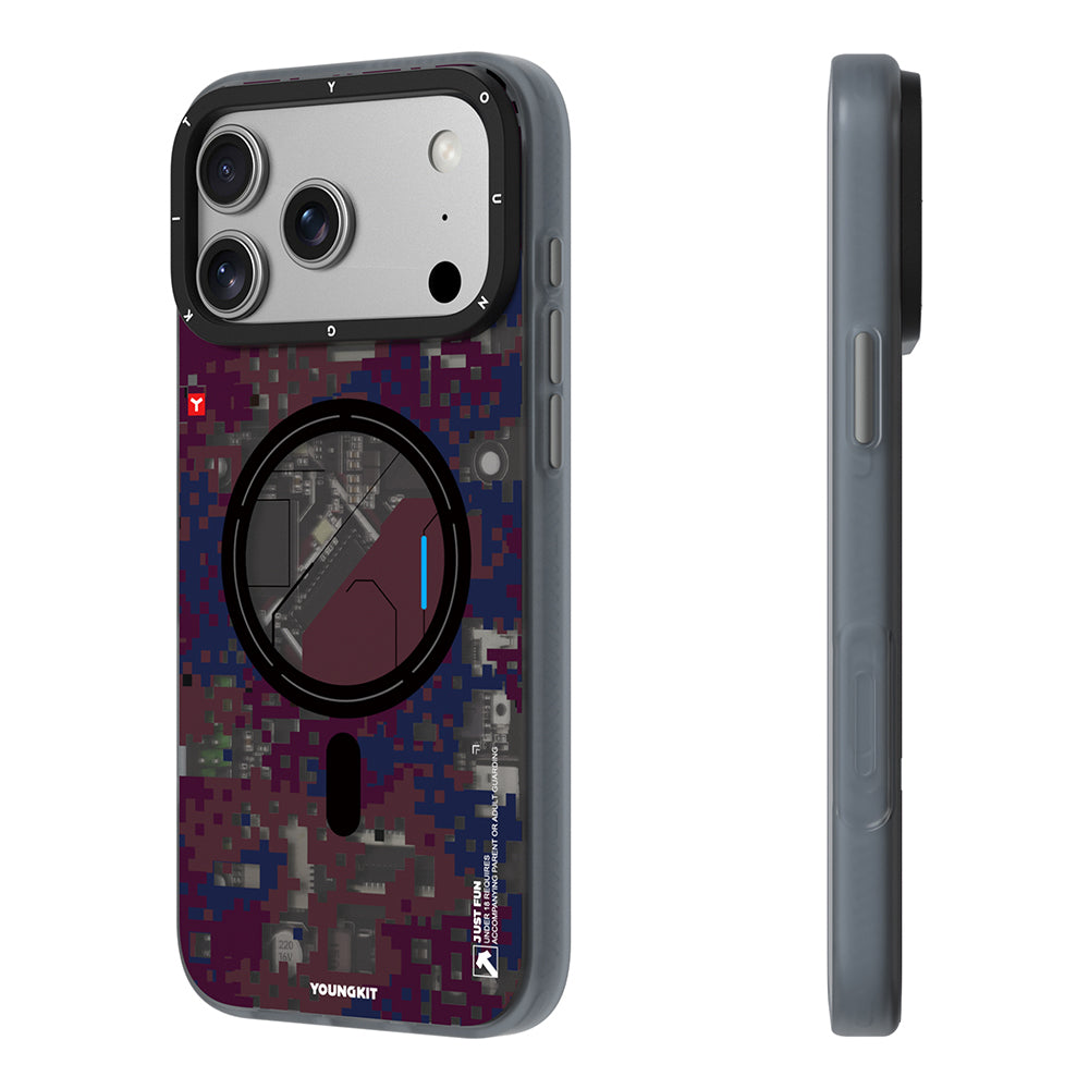 Apple iPhone 18 Pro Kılıf M-Safe Şarj Özellikli Youngkit Camouflage Sykell Serisi Kapak