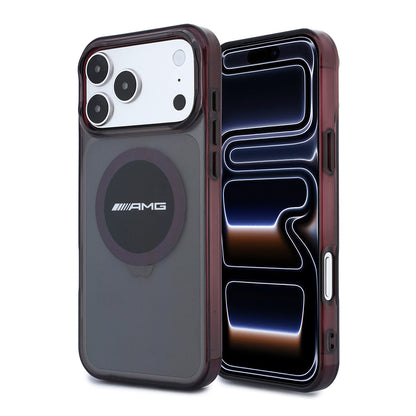 Apple iPhone 18 Pro Max Kılıf AMG Orjinal Lisanslı M-safe Şarj Özellikli Transparan IML Baskı Logolu Bicolor Block Kapak