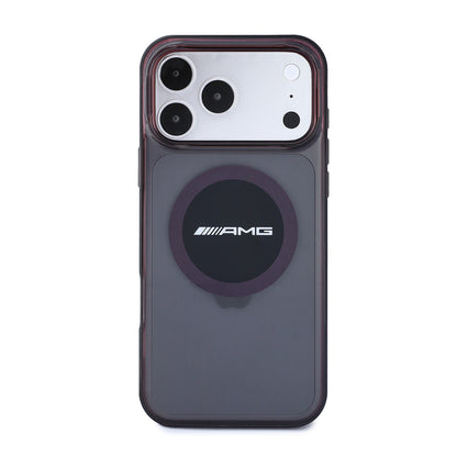 Apple iPhone 18 Pro Max Kılıf AMG Orjinal Lisanslı M-safe Şarj Özellikli Transparan IML Baskı Logolu Bicolor Block Kapak
