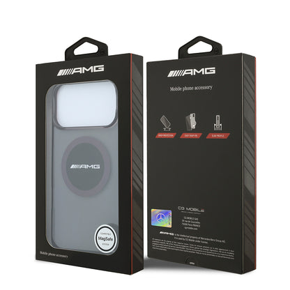 Apple iPhone 18 Pro Max Kılıf AMG Orjinal Lisanslı M-safe Şarj Özellikli Transparan IML Baskı Logolu Bicolor Block Kapak