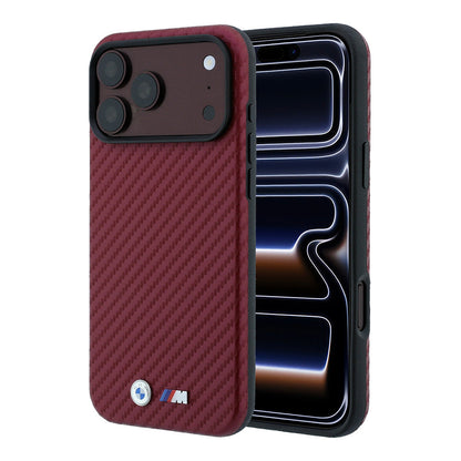 Apple iPhone 18 Pro Max Kılıf BMW Orjinal Lisanslı M-safe Şarj Özellikli Karbon Fiber Tasarımlı ve Metal Logolu PU Deri Kapak
