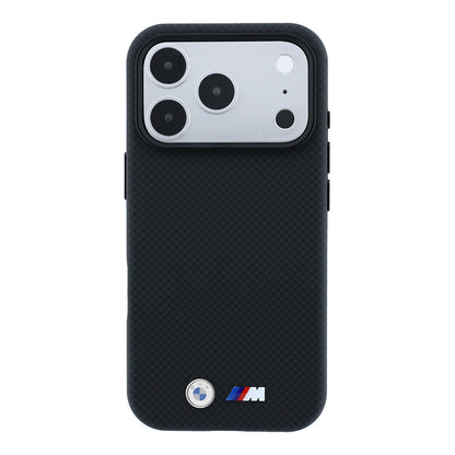 Apple iPhone 18 Pro Max Kılıf BMW Orjinal Lisanslı M-safe Şarj Özellikli Metal Logolu Karbon Fiber Kevlar Kapak