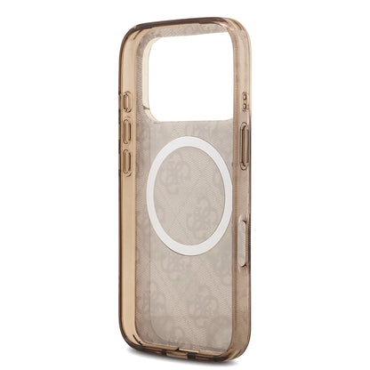 Apple iPhone 18 Pro Max Kılıf Guess Orjinal Lisanslı M-safe Şarj Özellikli IML Peony ve 4G Desenli Klasik Logolu Kapak