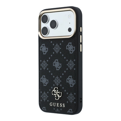 Apple iPhone 18 Pro Max Kılıf Guess Orjinal Lisanslı M-safe Şarj Özellikli Klasik Yazı ve 4G Logolu PU Deri Peony Kapak