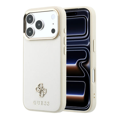 Apple iPhone 18 Pro Max Kılıf Guess Orjinal Lisanslı M-safe Şarj Özellikli Klasik Yazı ve 4G Logolu PU Deri Saffiano Kapak