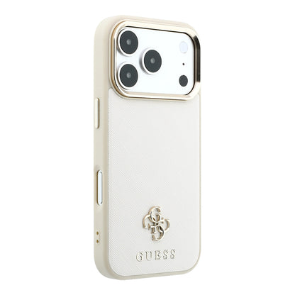 Apple iPhone 18 Pro Max Kılıf Guess Orjinal Lisanslı M-safe Şarj Özellikli Klasik Yazı ve 4G Logolu PU Deri Saffiano Kapak