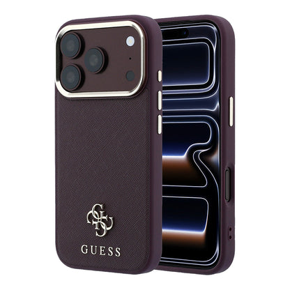 Apple iPhone 18 Pro Max Kılıf Guess Orjinal Lisanslı M-safe Şarj Özellikli Klasik Yazı ve 4G Logolu PU Deri Saffiano Kapak