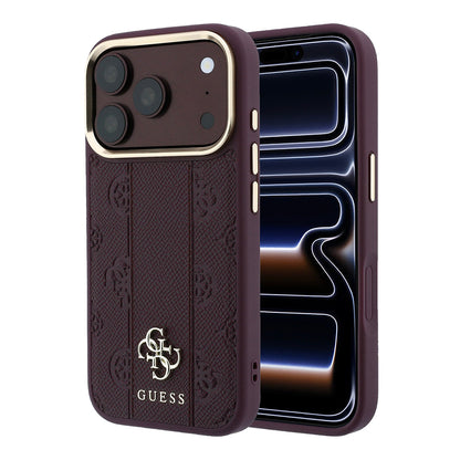 Apple iPhone 18 Pro Max Kılıf Guess Orjinal Lisanslı M-safe Şarj Özellikli Şeritli Peony 4G ve Yazı Logolu Kapak