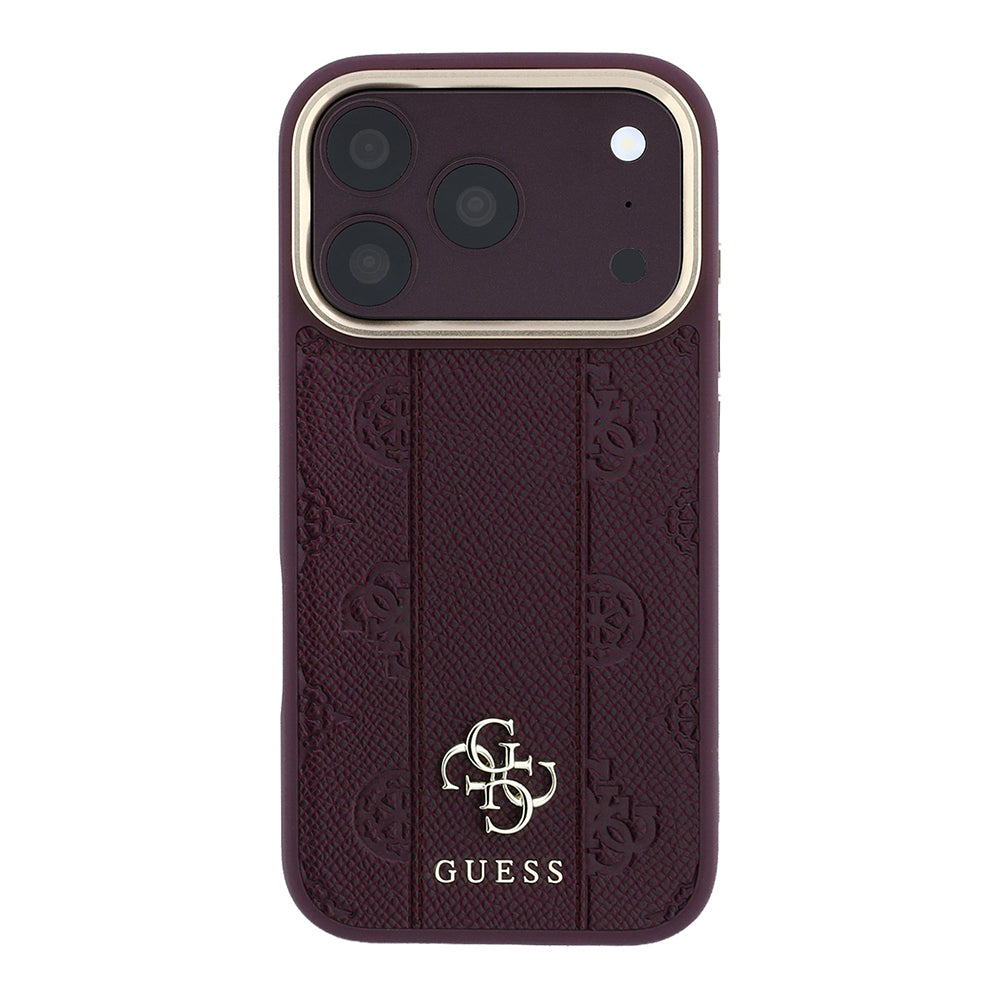 Apple iPhone 18 Pro Max Kılıf Guess Orjinal Lisanslı M-safe Şarj Özellikli Şeritli Peony 4G ve Yazı Logolu Kapak