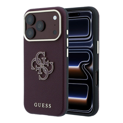 Apple iPhone 18 Pro Max Kılıf Guess Orjinal Lisanslı PU Yazı ve 4G Büyük Metal Logolu Kapak