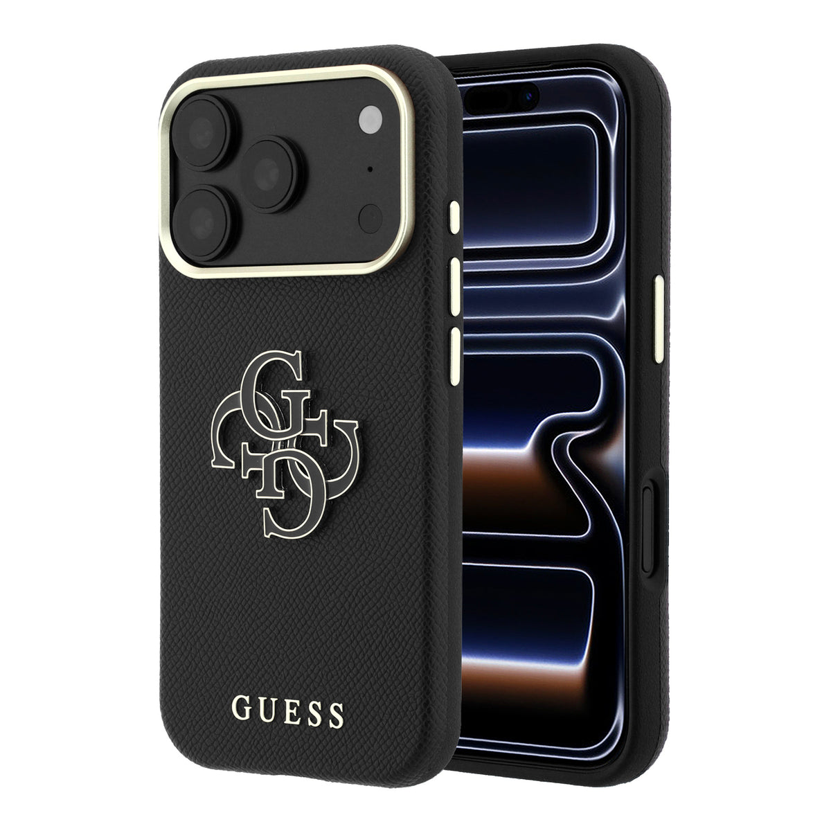 Apple iPhone 18 Pro Max Kılıf Guess Orjinal Lisanslı PU Yazı ve 4G Büyük Metal Logolu Kapak
