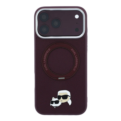 Apple iPhone 18 Pro Max Kılıf Karl Lagerfeld Orjinal Lisanslı M-Safe Şarj Özellikli K&C Metal Logolu PU 360 Derece Dönebilen Standlı Kapak