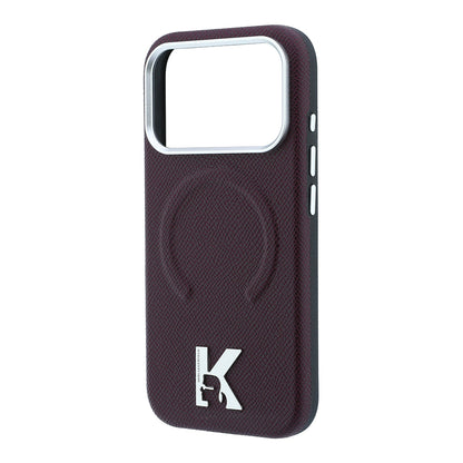 Apple iPhone 18 Pro Max Kılıf Karl Lagerfeld Orjinal Lisanslı M-safe Şarj Özellikli KHEAD Metal Logolu PU Grained Deri Kapak