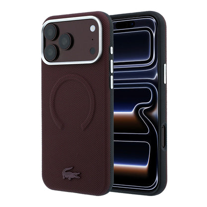 Apple iPhone 18 Pro Max Kılıf Lacoste Orjinal Lisanslı M-safe Şarj Özellikli Halka Tasarımlı Petit Pike Metal Logolu Kapak