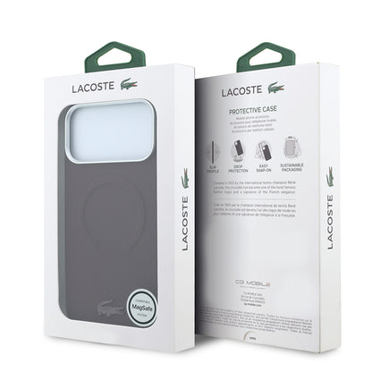 Apple iPhone 18 Pro Max Kılıf Lacoste Orjinal Lisanslı M-safe Şarj Özellikli Halka Tasarımlı Petit Pike Metal Logolu Kapak