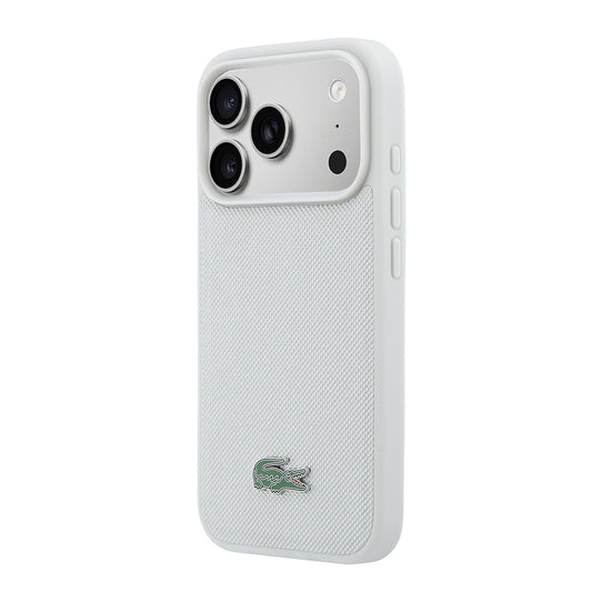 Apple iPhone 18 Pro Max Kılıf Lacoste Orjinal Lisanslı M-safe Şarj Özellikli PU Pike Desenli Metal Logolu Kapak