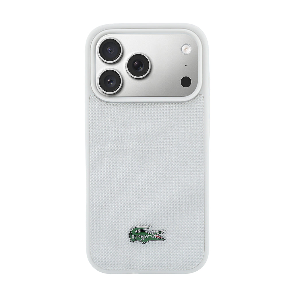Apple iPhone 18 Pro Max Kılıf Lacoste Orjinal Lisanslı M-safe Şarj Özellikli PU Pike Desenli Metal Logolu Kapak