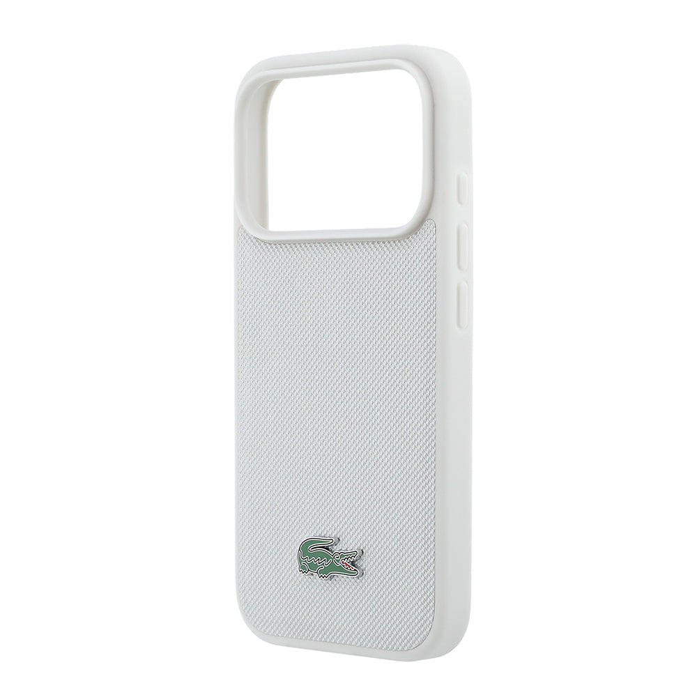 Apple iPhone 18 Pro Max Kılıf Lacoste Orjinal Lisanslı M-safe Şarj Özellikli PU Pike Desenli Metal Logolu Kapak