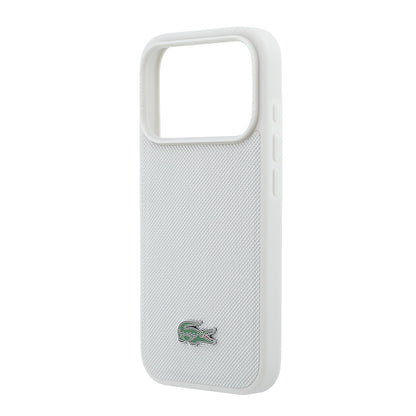 Apple iPhone 18 Pro Max Kılıf Lacoste Orjinal Lisanslı M-safe Şarj Özellikli PU Pike Desenli Metal Logolu Kapak