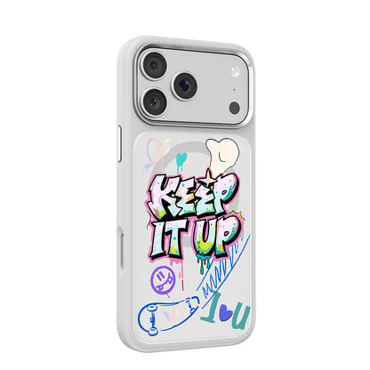 Apple iPhone 18 Pro Max Kılıf M-safe Şarj Özellikli 3D Baskılı Tasarım Mutural Graffiti Serisi Kapak