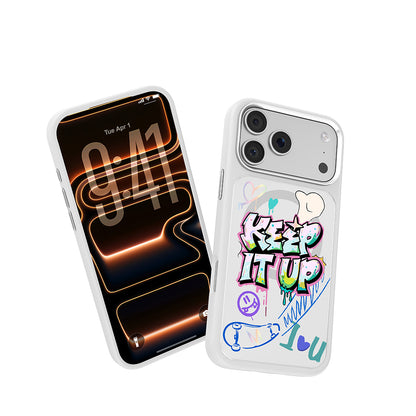 Apple iPhone 18 Pro Max Kılıf M-safe Şarj Özellikli 3D Baskılı Tasarım Mutural Graffiti Serisi Kapak
