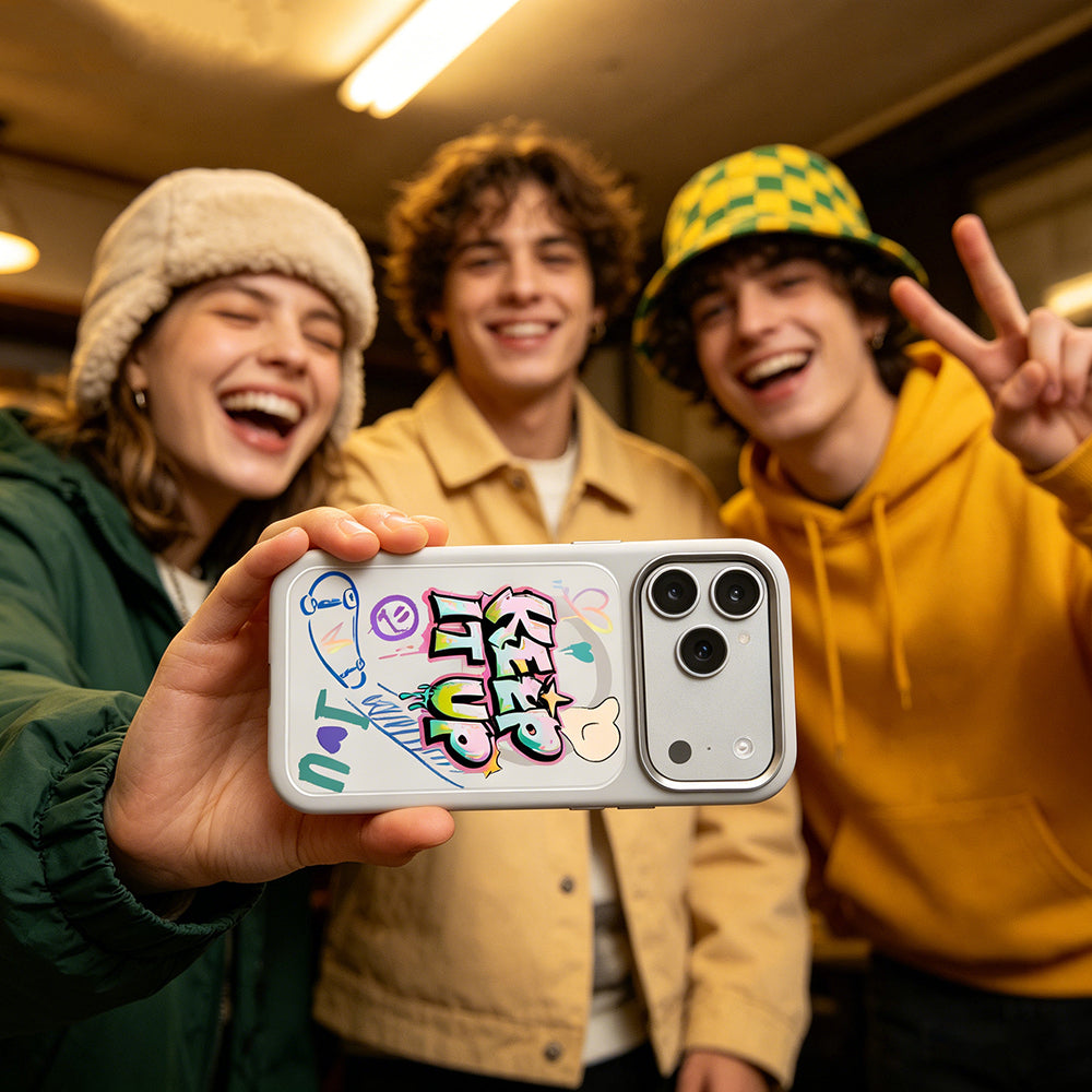 Apple iPhone 18 Pro Max Kılıf M-safe Şarj Özellikli 3D Baskılı Tasarım Mutural Graffiti Serisi Kapak