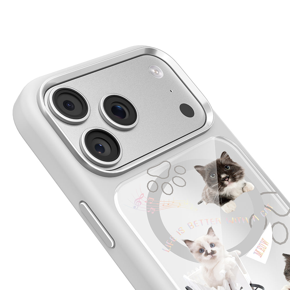 Apple iPhone 18 Pro Max Kılıf M-safe Şarj Özellikli 3D Baskılı Tasarım Mutural The Cat Serisi Kapak