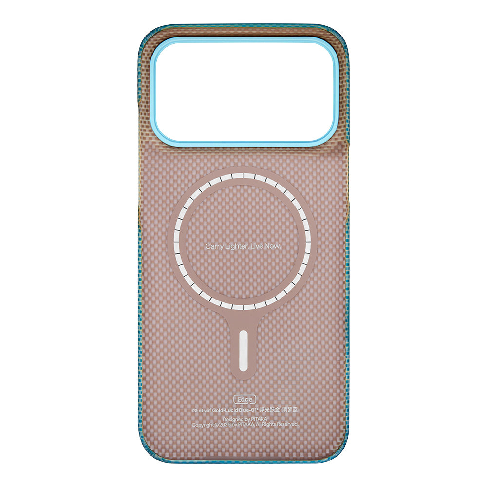 Apple iPhone 18 Pro Max Kılıf M-safe Şarj Özellikli Aramid Karbon Fiber Pitaka Glints of Gold Ultra Slim Serisi Kapak