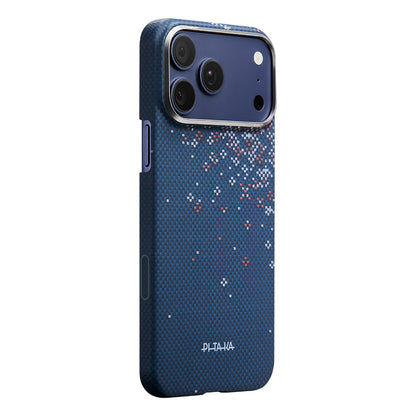 Apple iPhone 18 Pro Max Kılıf M-safe Şarj Özellikli Aramid Karbon Fiber Pitaka Sakura Hours Serisi Kapak