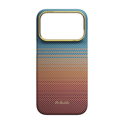 Apple iPhone 18 Pro Max Kılıf M-safe Şarj Özellikli Aramid Fiber Pitaka Sunset 2.0 California Dream Serisi