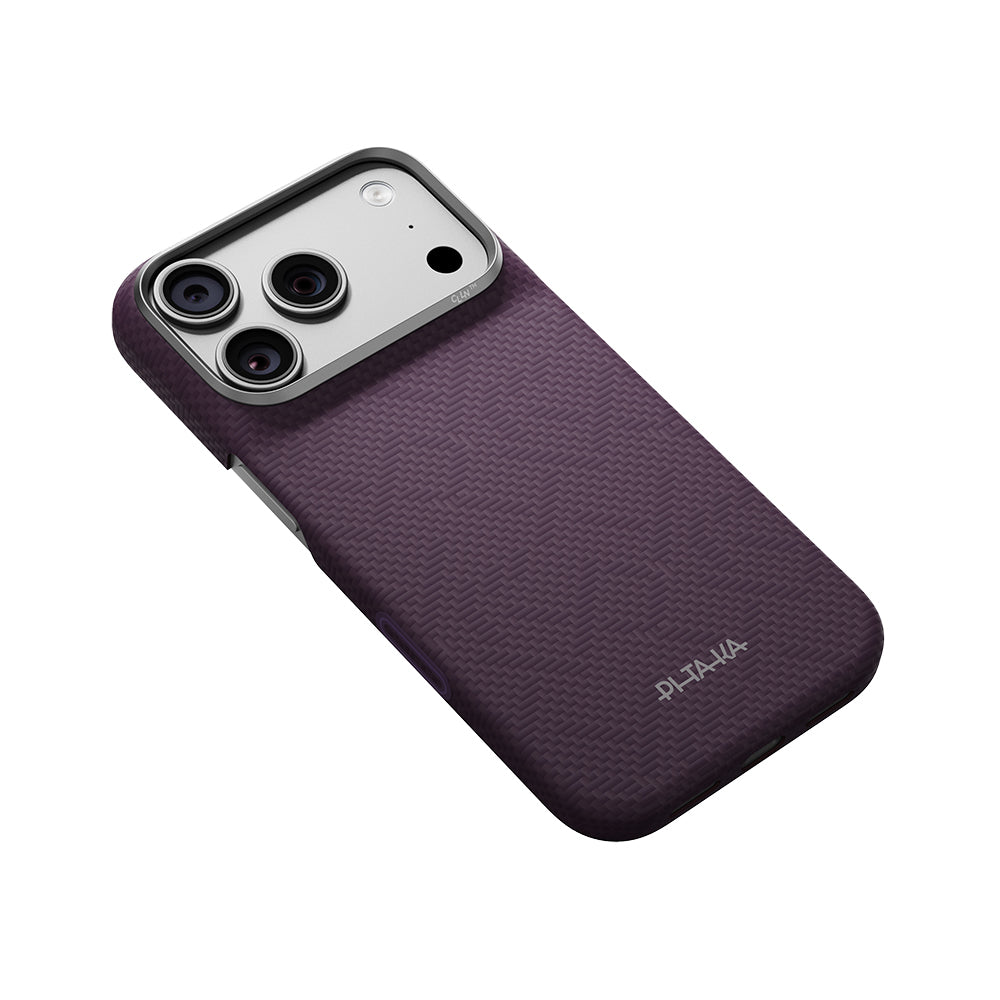 Apple iPhone 18 Pro Max Kılıf M-safe Şarj Özellikli Aramid Karbon Fiber Pitaka Weaving Serisi Kapak