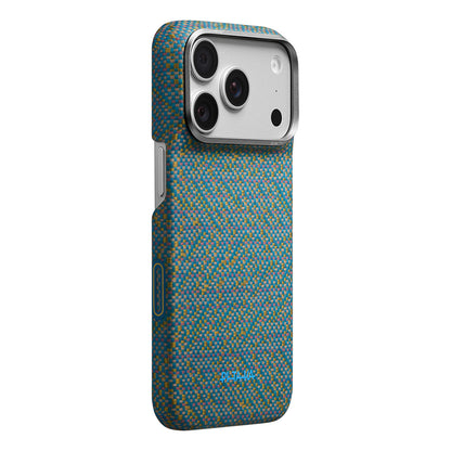Apple iPhone 18 Pro Max Kılıf M-safe Şarj Özellikli Aramid Karbon Fiber Pitaka Wind Over Wheat Serisi Kapak