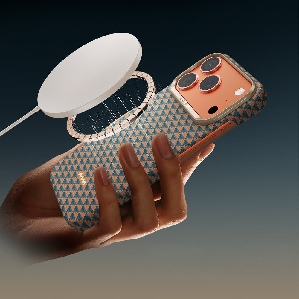 Apple iPhone 18 Pro Max Kılıf M-safe Şarj Özellikli Raptic Aramid Skin Origin Serisi Karbon Kapak