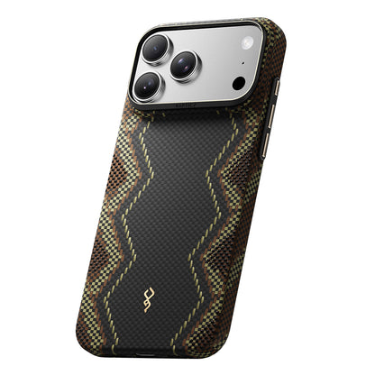 Apple iPhone 18 Pro Max Kılıf M-safe Şarj Özellikli Raptic Aramid Skin Scepter Serisi Karbon Kapak