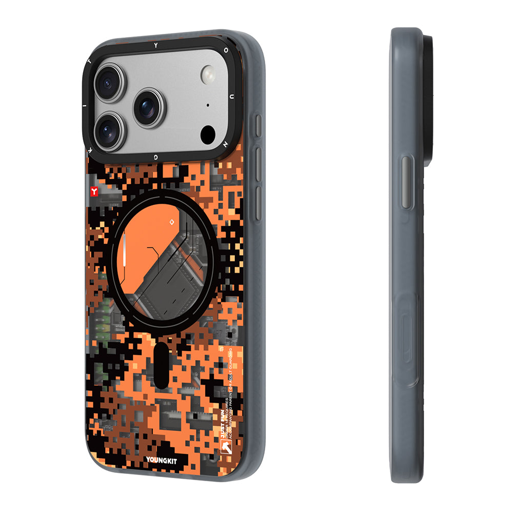 Apple iPhone 18 Pro Max Kılıf M-Safe Şarj Özellikli Youngkit Camouflage Sykell Serisi Kapak