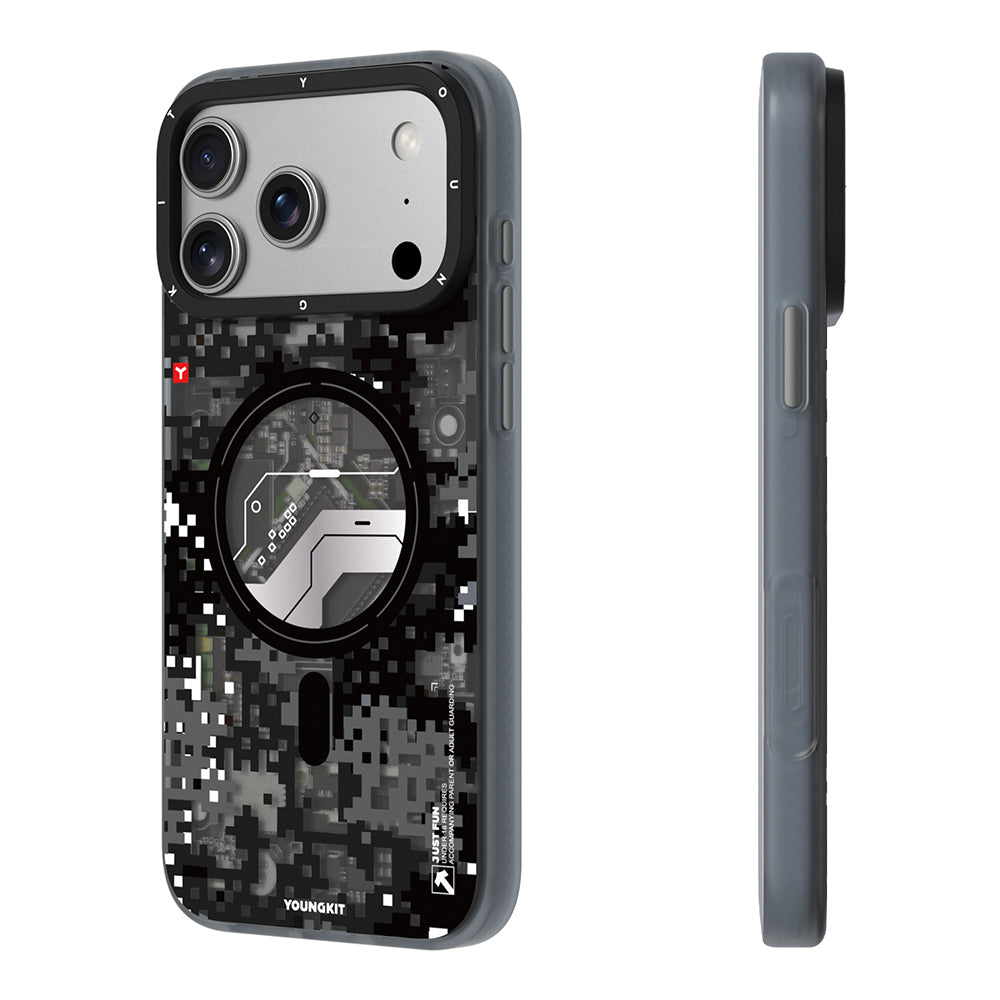 Apple iPhone 18 Pro Max Kılıf M-Safe Şarj Özellikli Youngkit Camouflage Sykell Serisi Kapak