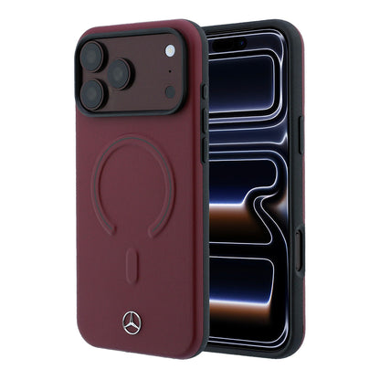 Apple iPhone 18 Pro Max Kılıf Mercedes Benz Orjinal Lisanslı M-safe Şarj Özellikli Metal Yıldız Logolu Kabartmalı Deri Kapak