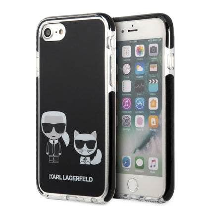 iPhone 7 Kılıf Karl Lagerfeld Kenarları Siyah Silikon K&C Dizayn Kapak